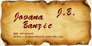 Jovana Banzić vizit kartica